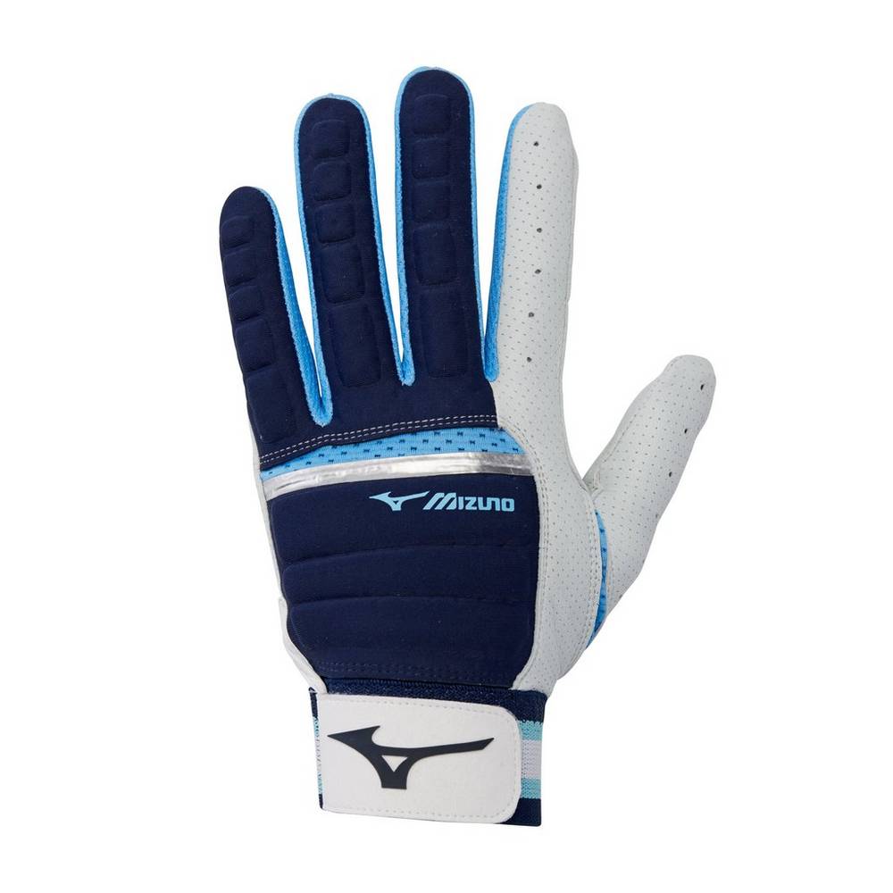 Mizuno Men's B-130 Adult Baseball Batting Gloves Navy/Light Blue (330395-ZKG)